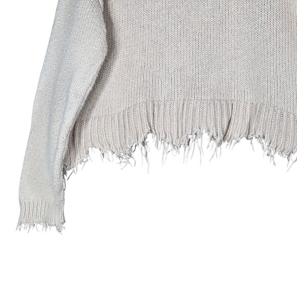 Wildfox Kiss Lips Distressed Hem Sweater XS Relaxed Boxy Oversized Cozy Retro - Picture 10 of 14
